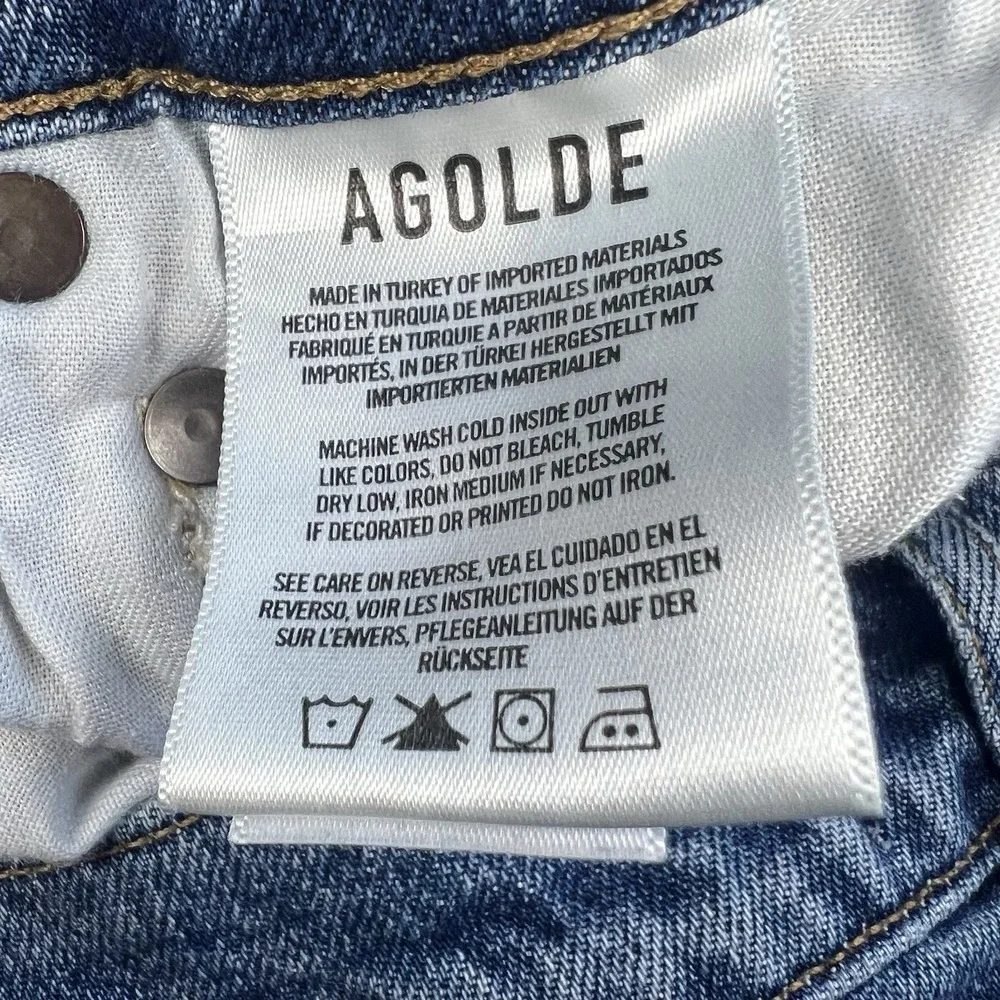 AGOLDE Riley Jeans Womens Size 26x26 High Rise Slim Straight Crop Blue Frequency
